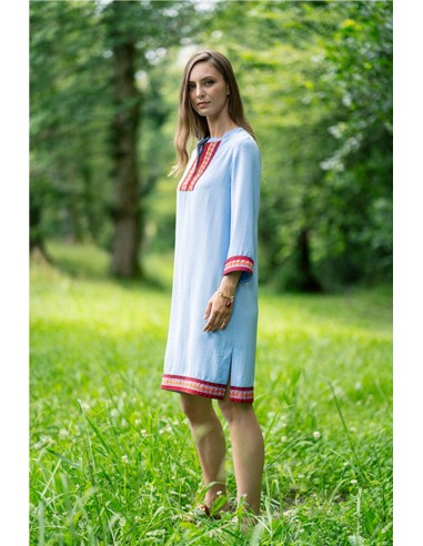 VESTIDO CON CINTA ÉTNICA        HONGO