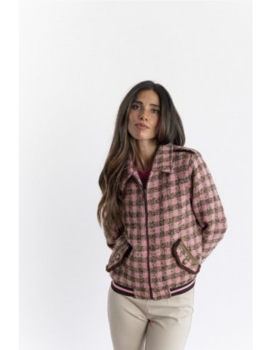 CAZADORA SPORTY CUADROS   BMB&CO ROSA