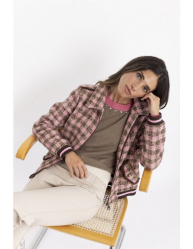 CAZADORA SPORTY CUADROS   BMB&CO ROSA
