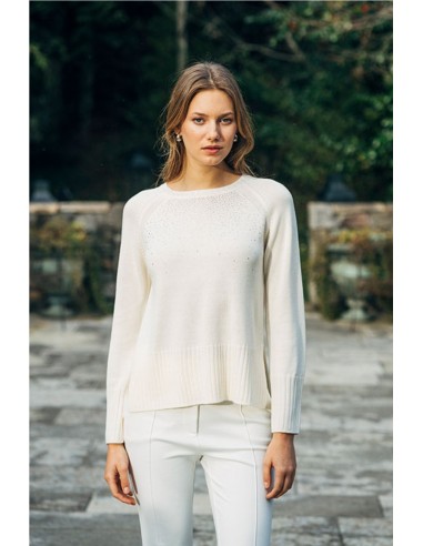 JERSEY CON STRASS       HONGO BEIGE