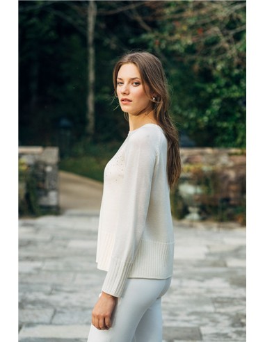 JERSEY CON STRASS       HONGO BEIGE