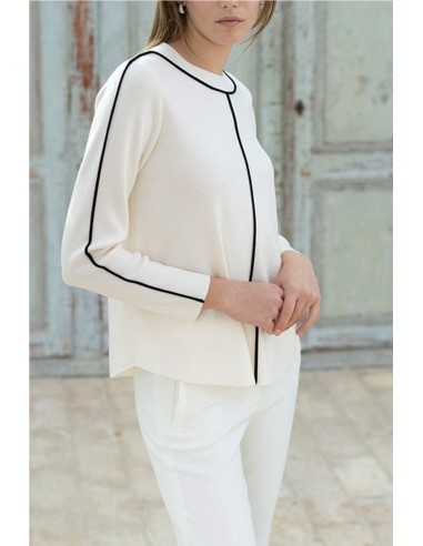 JERSEY CON PESPUNTES   HONGO BEIGE