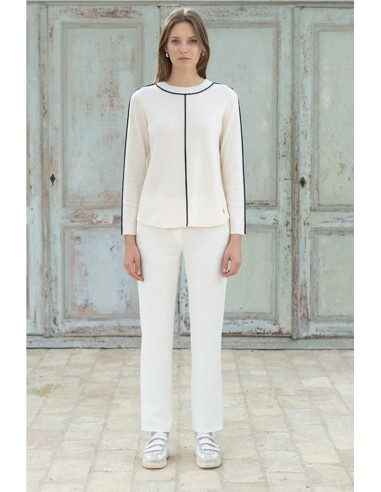 JERSEY CON PESPUNTES   HONGO BEIGE