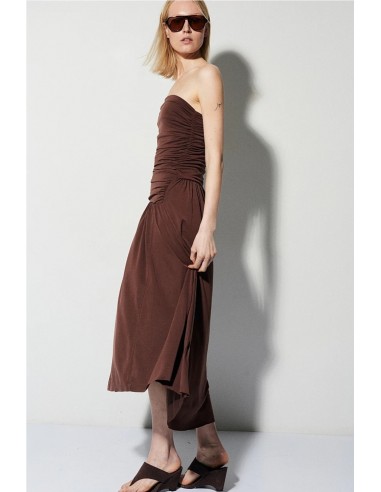 VESTIDO MIDI SIN TIRANTES   BSB JEANS
