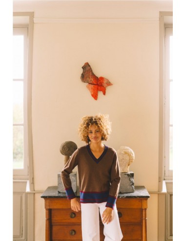 JERSEY PICO CONTRASTE  HONGO MARRON