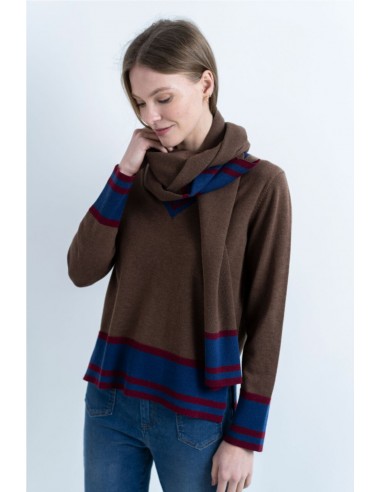 JERSEY PICO CONTRASTE  HONGO MARRON