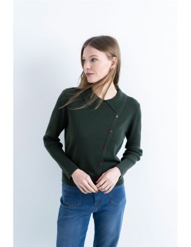 JERSEY CUELLO CAMISERO   HONGO VERDE