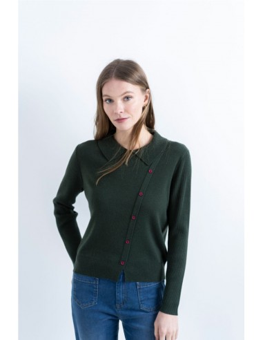 JERSEY CUELLO CAMISERO   HONGO VERDE