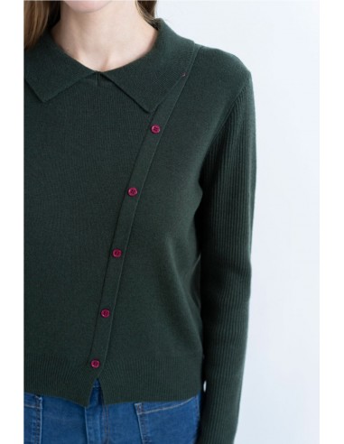 JERSEY CUELLO CAMISERO   HONGO VERDE