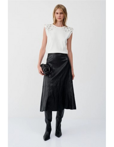 FALDA MIDI EFECTO PIEL    BSB JEANS