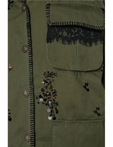 CHAQUETA BORDADA DETALLES PIEL   BSB...